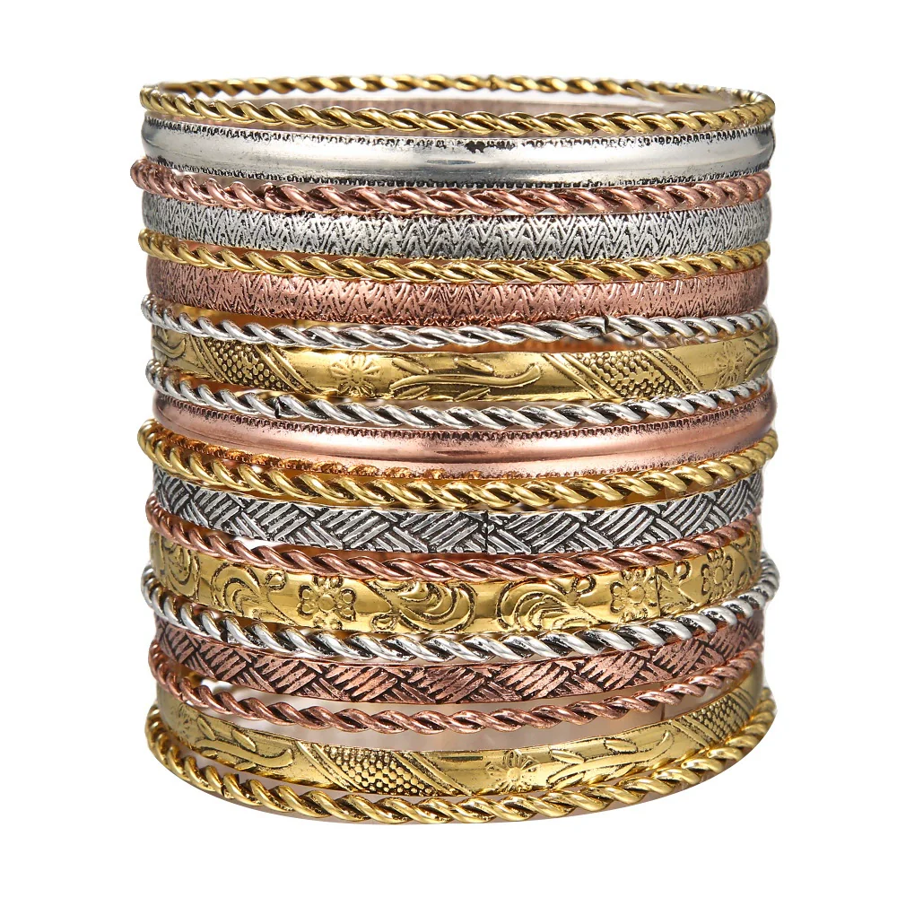Metal Bracelet Alloy Iron Geometric Vintage Hammered Electroplated Unisex - Image 9