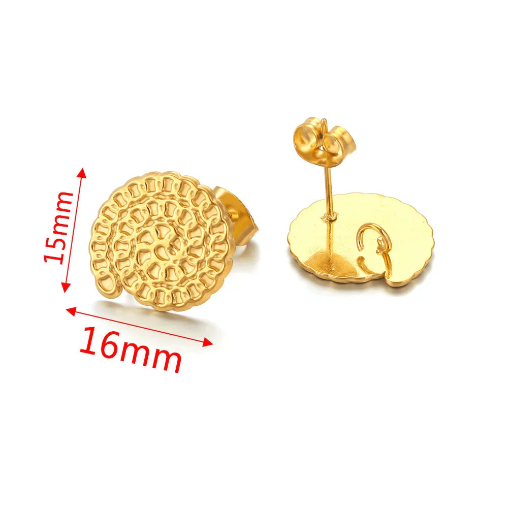 Metal Braided Threaded Round Ring Earring Accessories Gold Plated Handmade With Hirback Pattern - Image 10