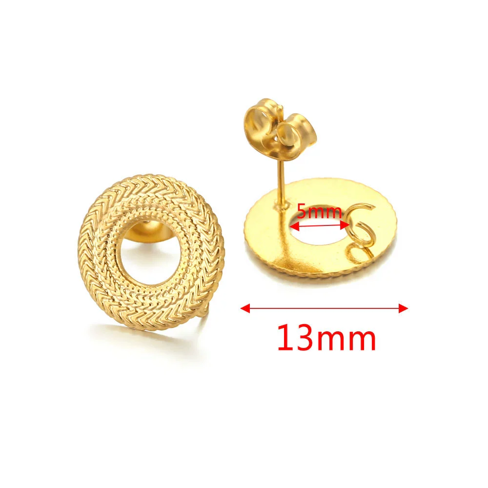 Metal Braided Threaded Round Ring Earring Accessories Gold Plated Handmade With Hirback Pattern - Image 11