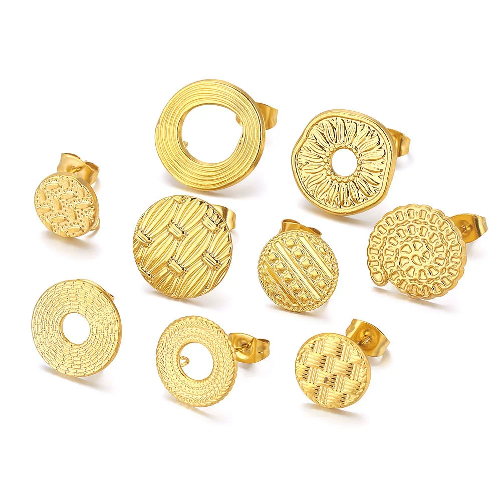 Metal Braided Threaded Round Ring Earring Accessories Gold Plated Handmade With Hirback Pattern - Image 4