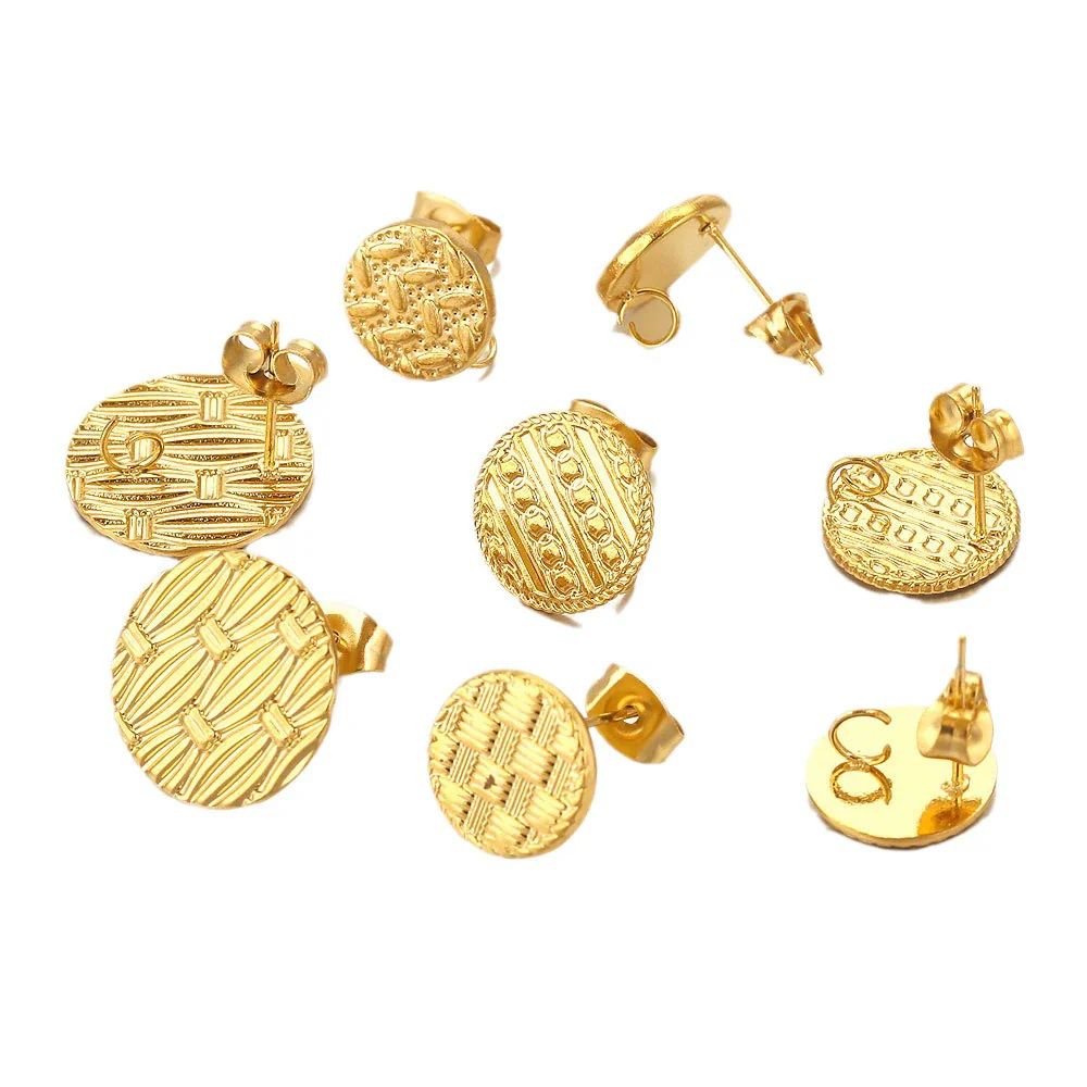 Metal Braided Threaded Round Ring Earring Accessories Gold Plated Handmade With Hirback Pattern - Image 5