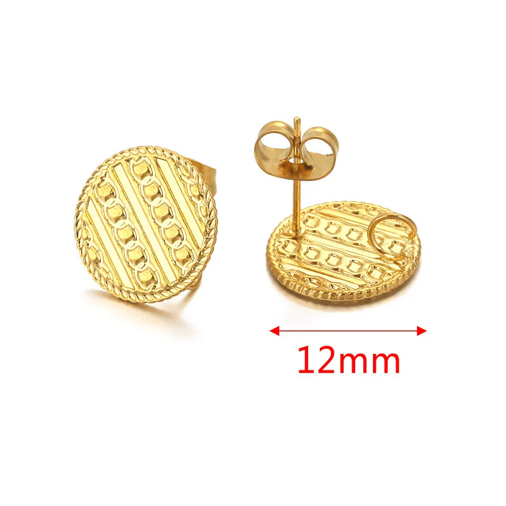 Metal Braided Threaded Round Ring Earring Accessories Gold Plated Handmade With Hirback Pattern - Image 8