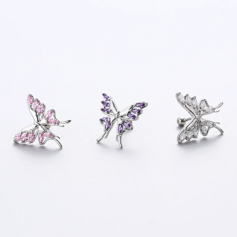 Metal Butterfly Titanium Steel Electroplated Geometric Women's Earrings - Image 2