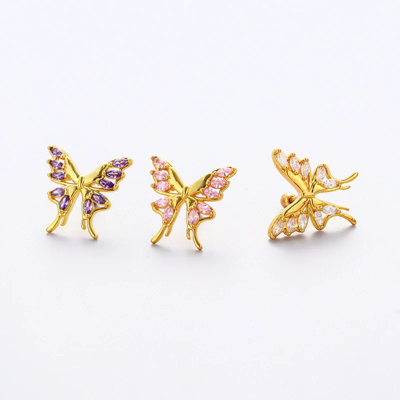 Metal Butterfly Titanium Steel Electroplated Geometric Women's Earrings - Image 7