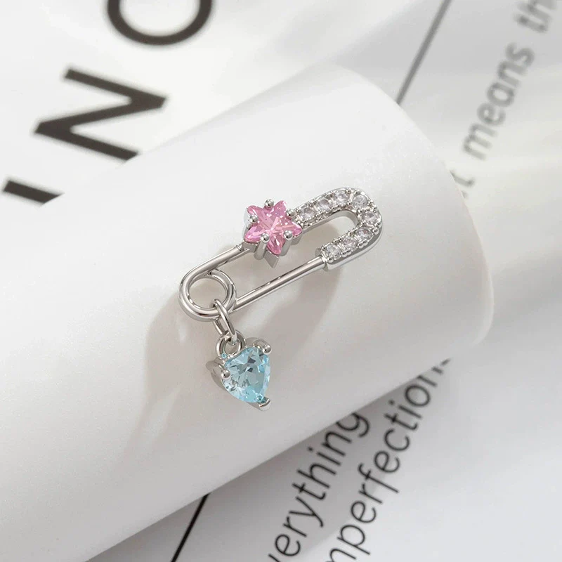 Metal Clip Heart Pendant Cartilage Earrings For Women With Zirconia Fashion Style - Image 2