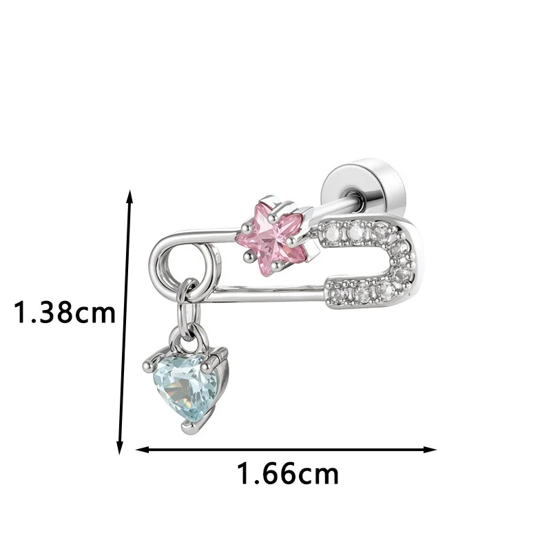 Metal Clip Heart Pendant Cartilage Earrings For Women With Zirconia Fashion Style - Image 3