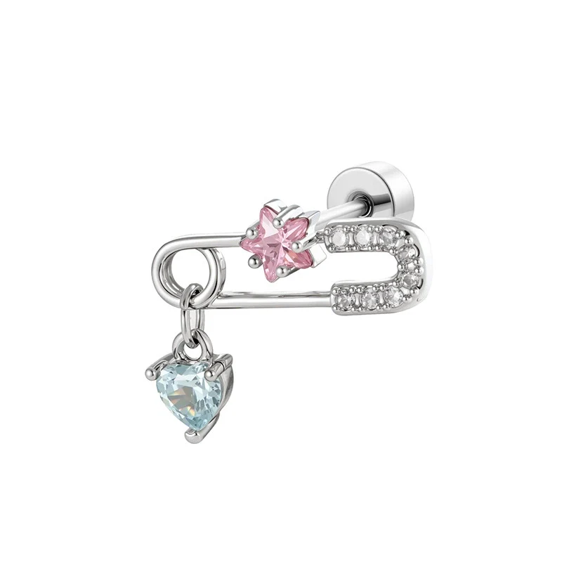 Metal Clip Heart Pendant Cartilage Earrings For Women With Zirconia Fashion Style - Image 6