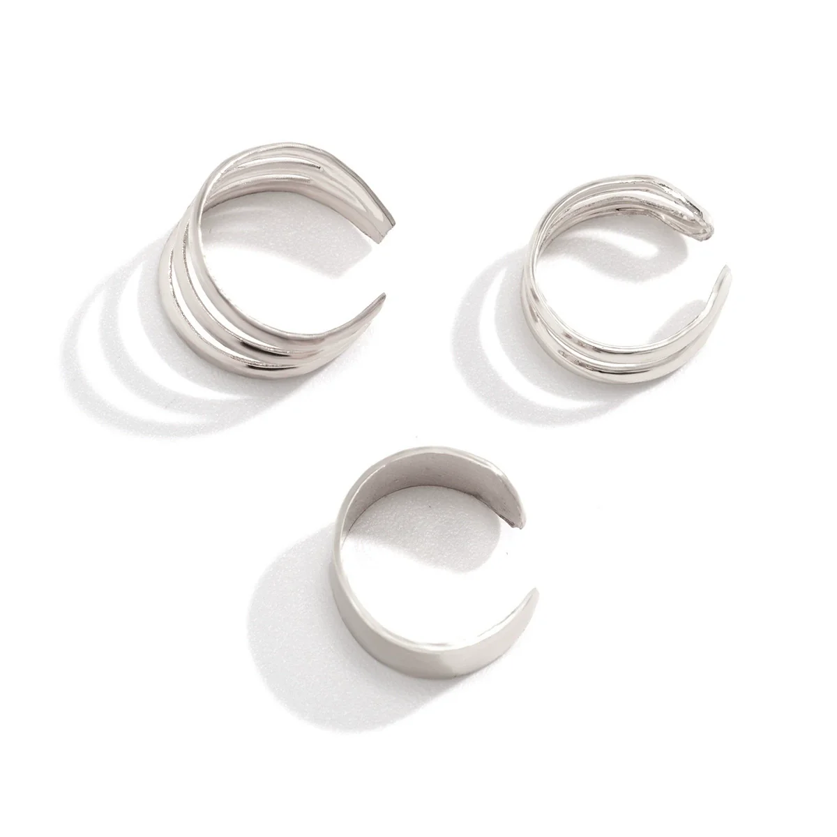 Metal Double Ring Geometric Electroplated Earrings For Women - Image 3