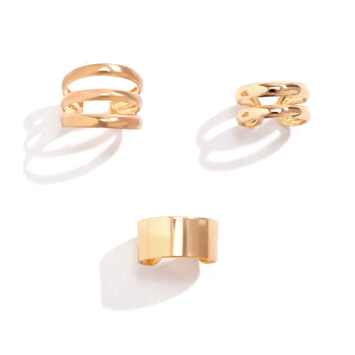Metal Double Ring Geometric Electroplated Earrings For Women - Image 5