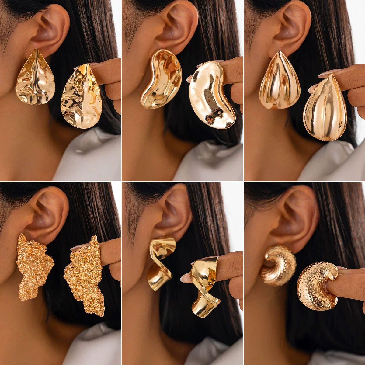 Metal Drop Shape Geometric Minimalist Electroplated Women's Earrings