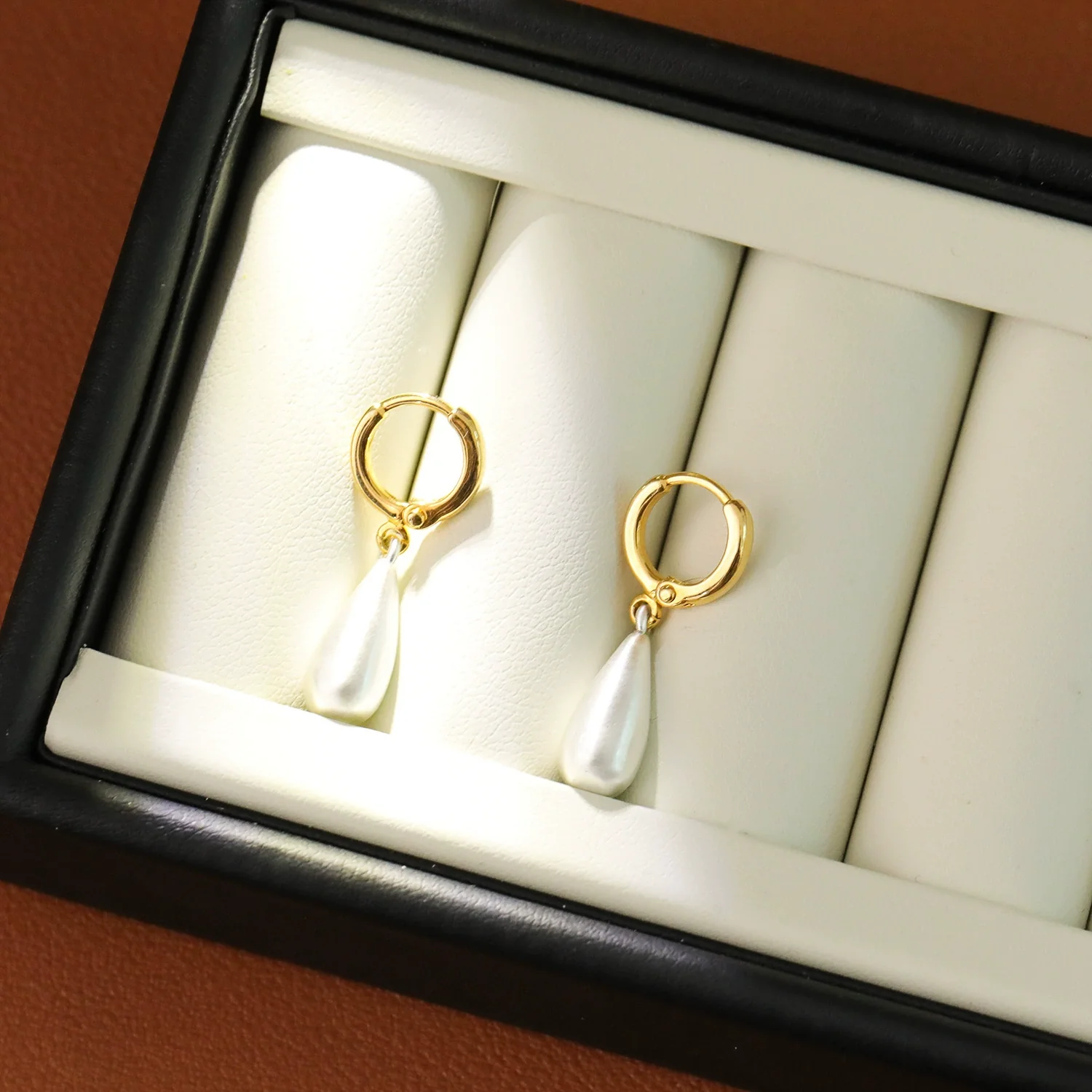 Metal Earrings Copper Geometric Style Brushed Electroplating Silver Water Drop Fivepointed Star Gold And Silver Contrasting Color For Women - Image 3