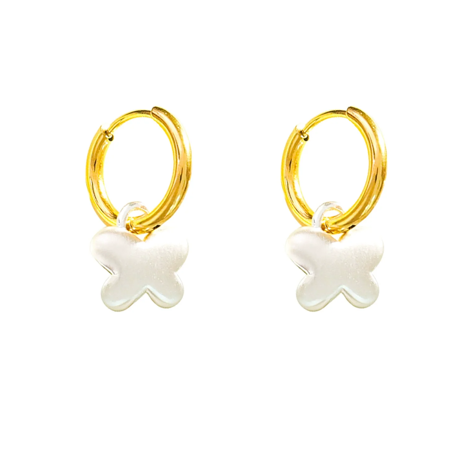 Metal Earrings Copper Geometric Style Brushed Electroplating Silver Water Drop Fivepointed Star Gold And Silver Contrasting Color For Women - Image 5
