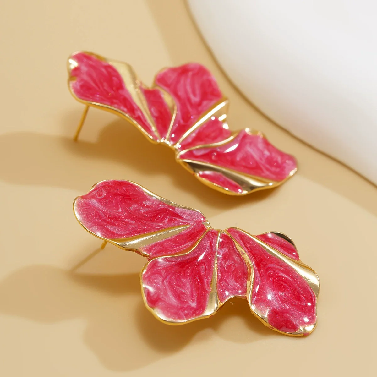 Metal Flower Petal Drop Earrings For Women With Electroplating Treatment - Image 4