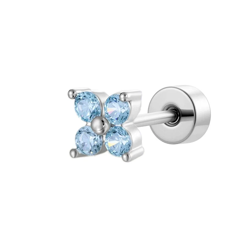 Metal Flower Shape Micropaved Zircon Cartilage Piercing Ear Bone Nail With Diamond Processing - Image 5