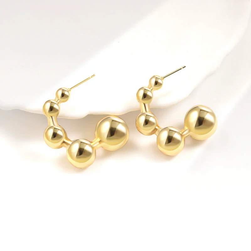 Metal Geometric Copper Earrings With Real Gold Plating - Image 32