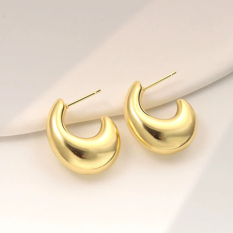 Metal Geometric Copper Earrings With Real Gold Plating - Image 50