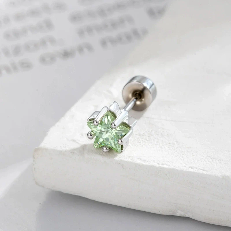 Metal Geometric Fivepointed Star Ear Bone Studs With Zirconia For Unisex Piercing - Image 10