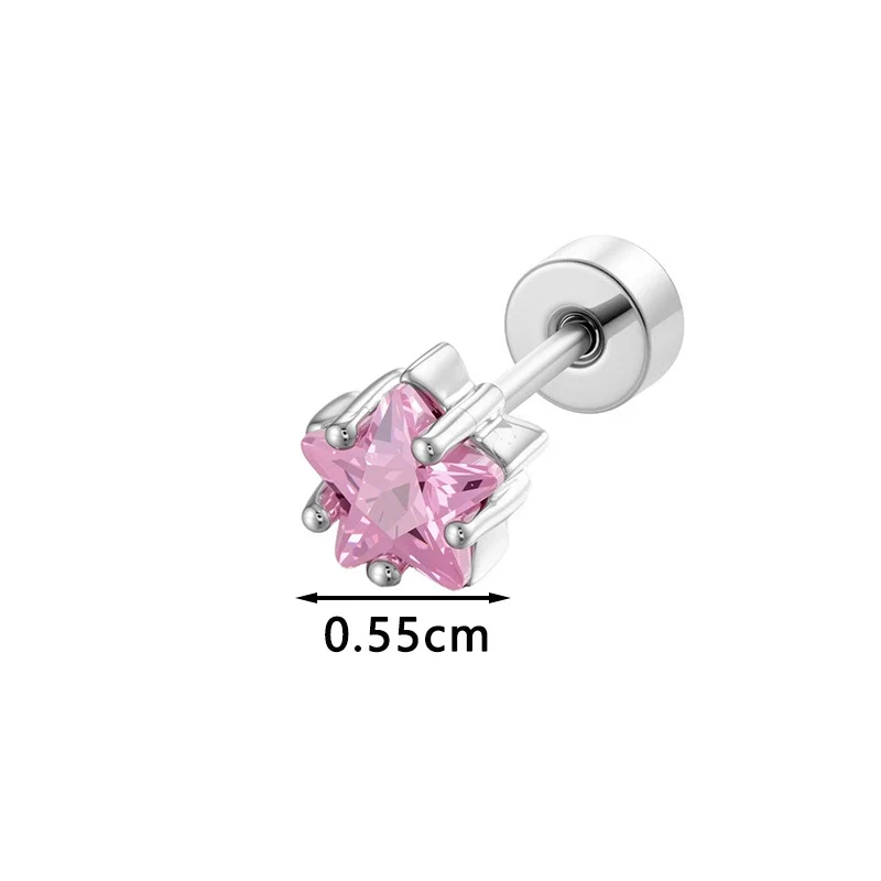 Metal Geometric Fivepointed Star Ear Bone Studs With Zirconia For Unisex Piercing - Image 3