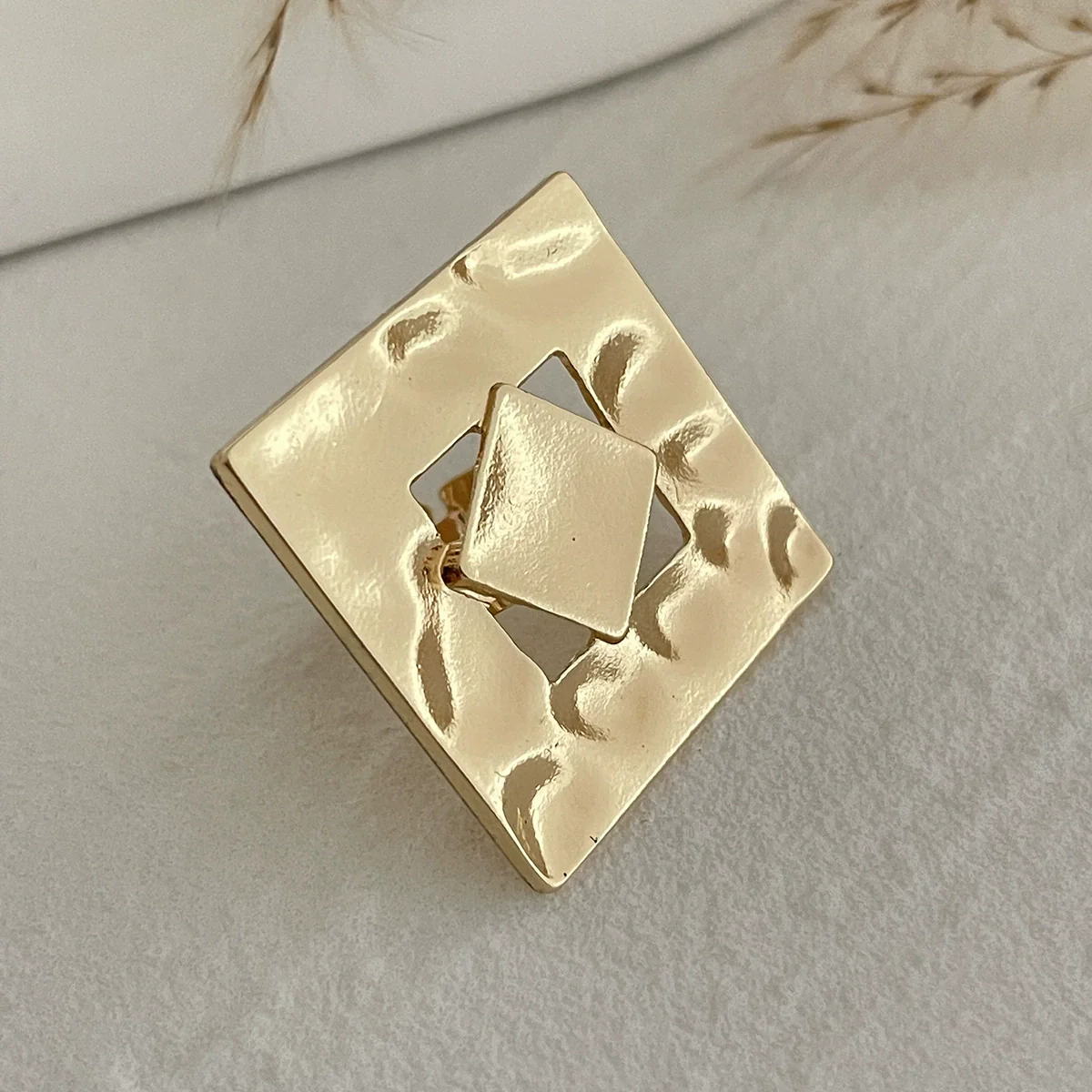 Metal Geometric Hollow Ring Electroplated For Women - Image 10