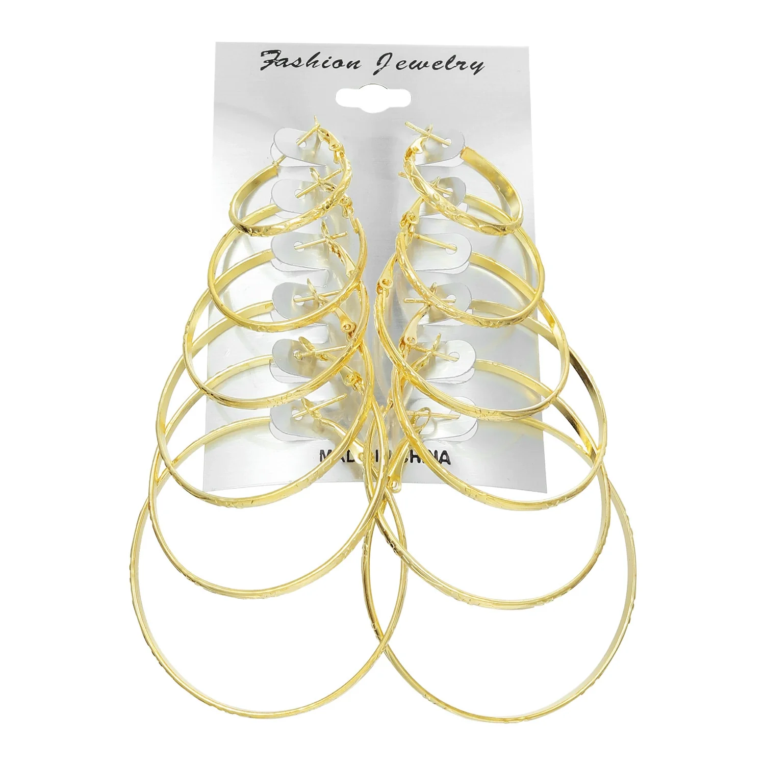 Metal Geometric Hoop Earrings Set Fashion Stylish Exaggerated Electroplated For Women - Image 8