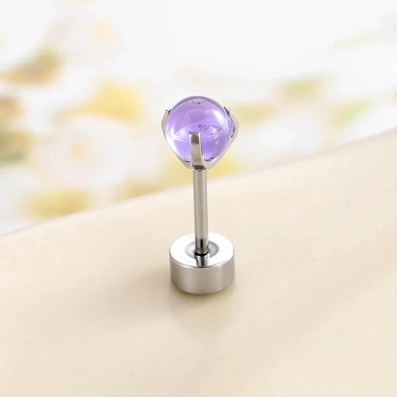 Metal Geometric Inlay Titanium Steel Earrings For Unisex Piercing - Image 7