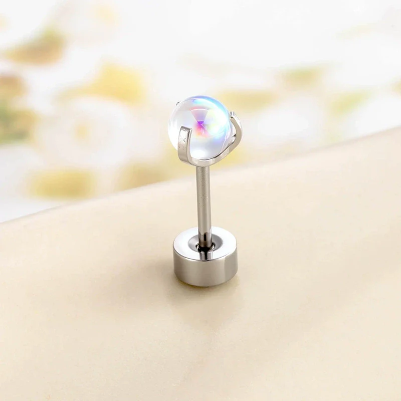 Metal Geometric Inlay Titanium Steel Earrings For Unisex Piercing - Image 8