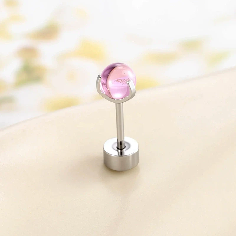Metal Geometric Inlay Titanium Steel Earrings For Unisex Piercing - Image 9