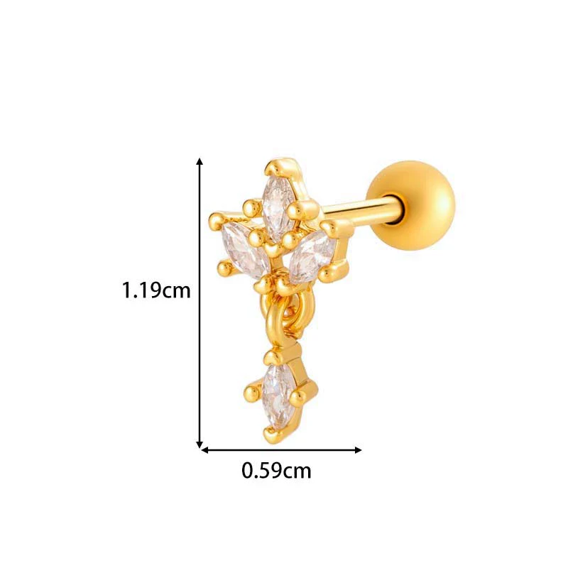 Metal Geometric Pendant Stainless Steel Rod Ear Nail Inlaid Zircon Set With Diamonds - Image 15