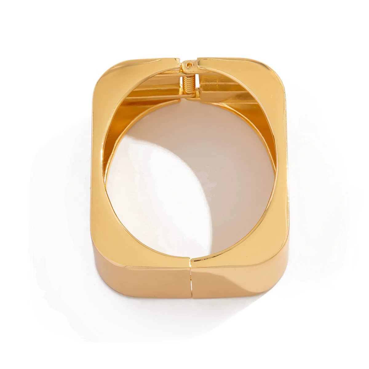 Metal Geometric Square Mirror Electroplated Spring Bracelet For Women - Image 5