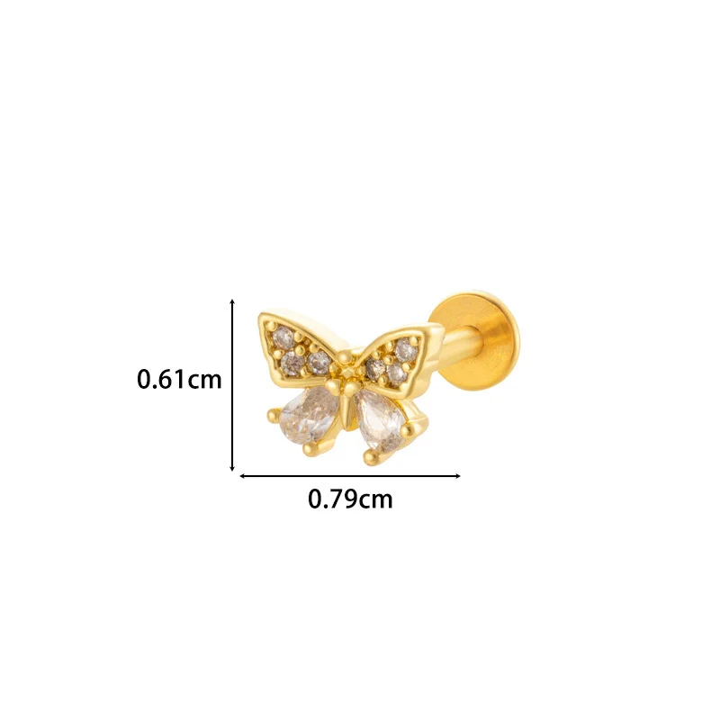 Metal Geometric Style Inner Thread Flat Bottom Rod Love Butterfly Lip Nail Ear Bone Nail Piercing Jewelry For Women With Electroplating Treatment - Image 18