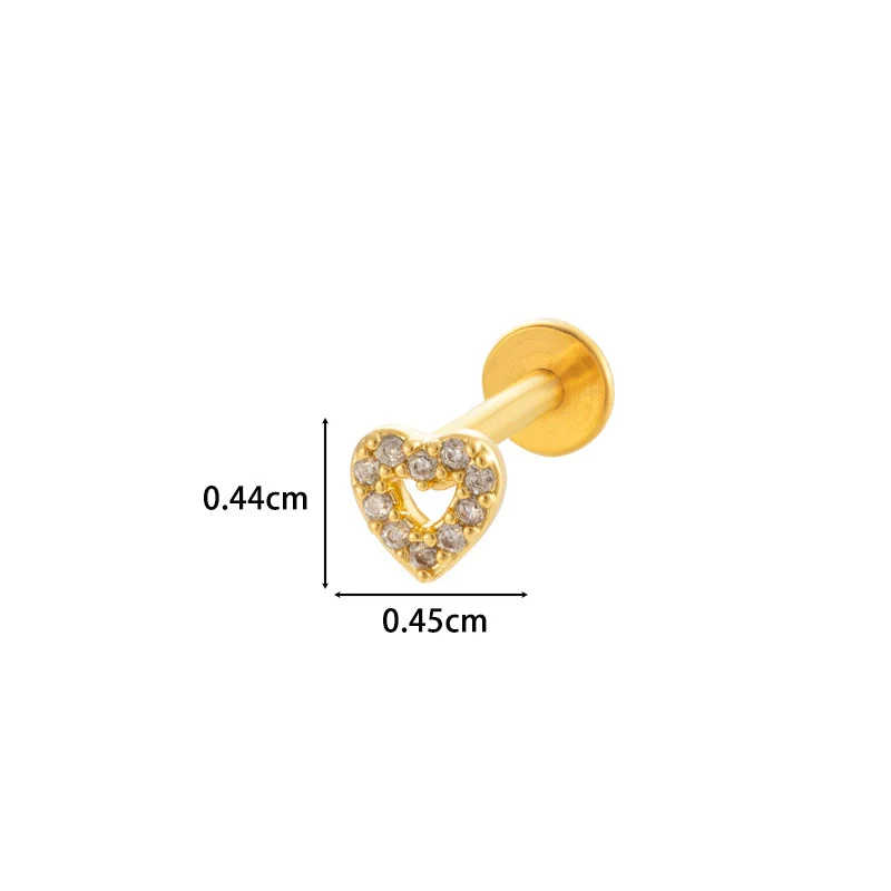 Metal Geometric Style Inner Thread Flat Bottom Rod Love Butterfly Lip Nail Ear Bone Nail Piercing Jewelry For Women With Electroplating Treatment - Image 8