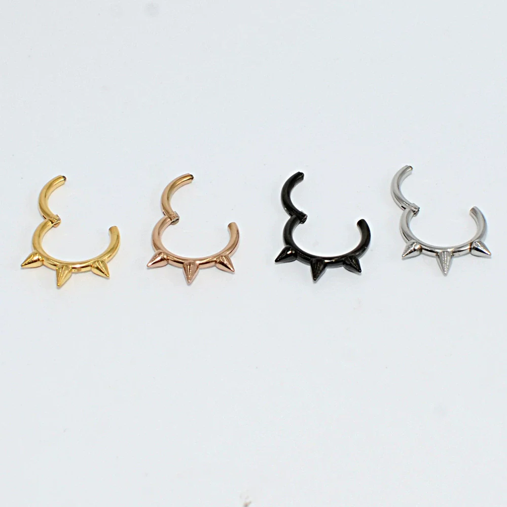 Metal Geometric Style Stainless Steel Sharp Cone Closed Nose Ring Round Lip Ring Ear Bone Ring With Three Layer Electroplating And Diamond Treatment - Image 4