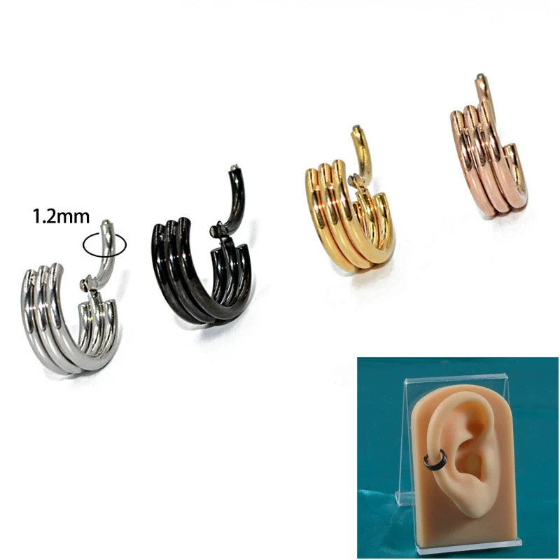 Metal Geometric Style Stainless Steel Sharp Cone Closed Nose Ring Round Lip Ring Ear Bone Ring With Three Layer Electroplating And Diamond Treatment - Image 9