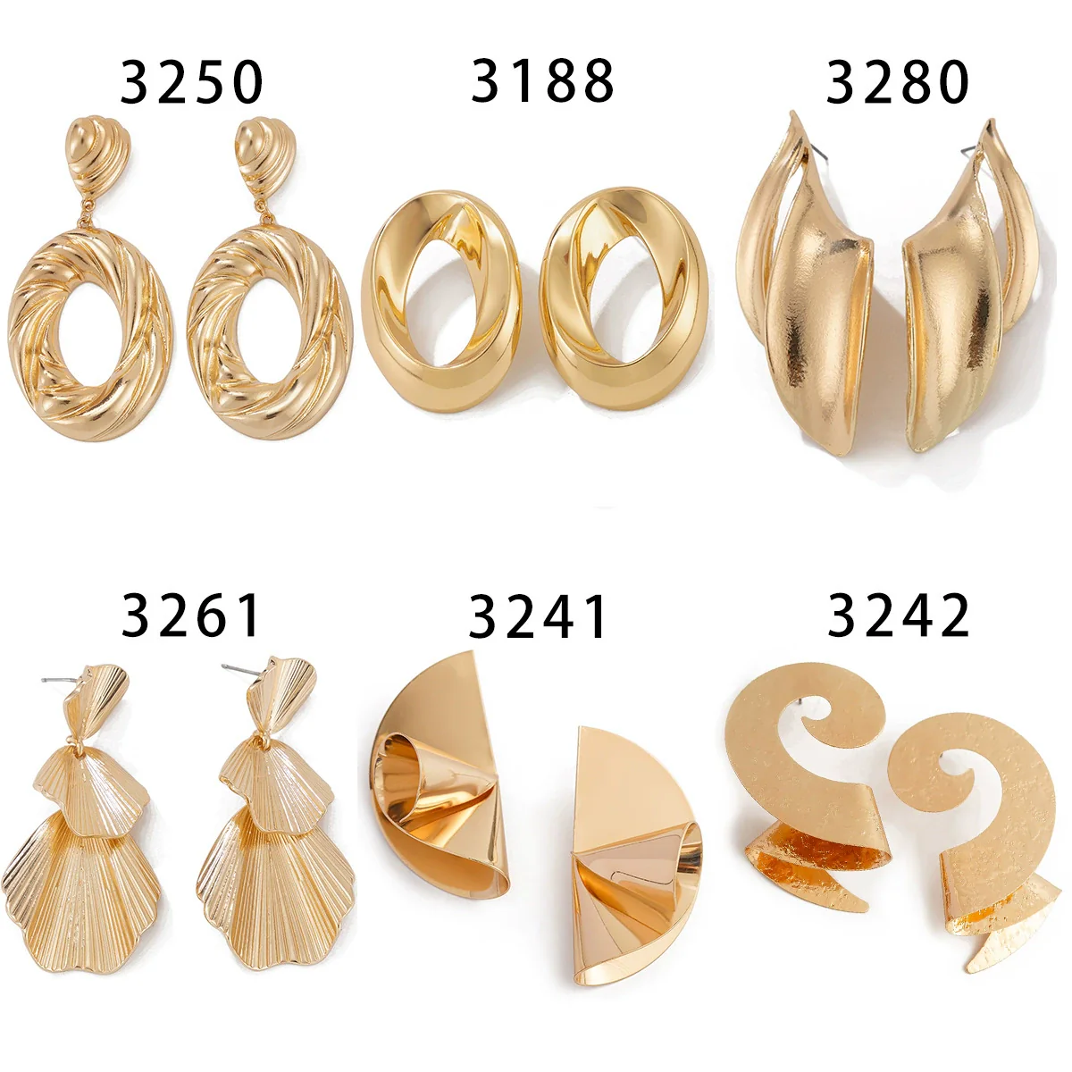 Metal Geometric Texture Hollow Electroplated Women's Earrings - Image 5