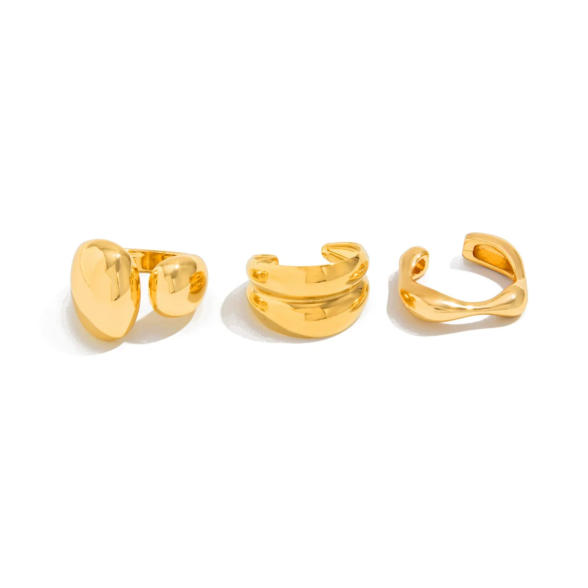 Metal Geometric Water Drop Hug Ring Set For Women With Electroplating Style - Image 5