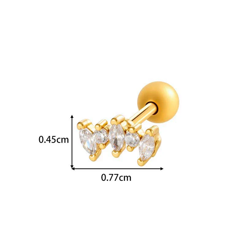 Metal Geometric Water Drop Zircon Inlaid Piercing Ear Nail For Unisex Fashion Style Set With Diamonds - Image 12