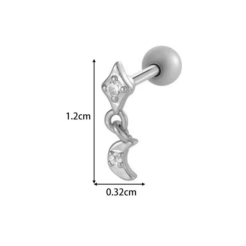 Metal Geometric Water Drop Zircon Inlaid Piercing Ear Nail For Unisex Fashion Style Set With Diamonds - Image 16