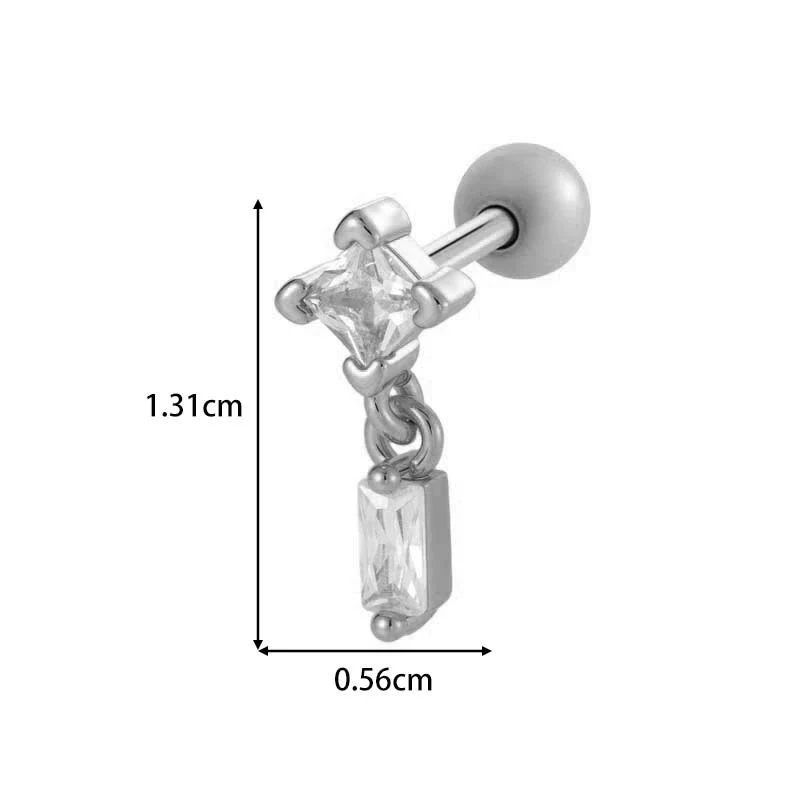 Metal Geometric Water Drop Zircon Inlaid Piercing Ear Nail For Unisex Fashion Style Set With Diamonds - Image 17