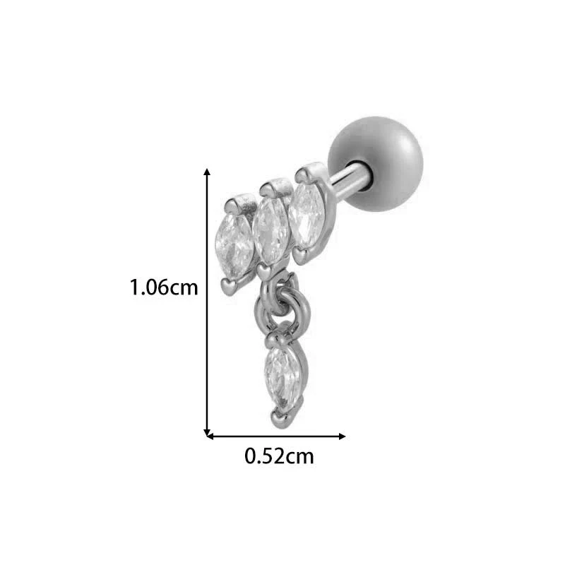 Metal Geometric Water Drop Zircon Inlaid Piercing Ear Nail For Unisex Fashion Style Set With Diamonds - Image 18