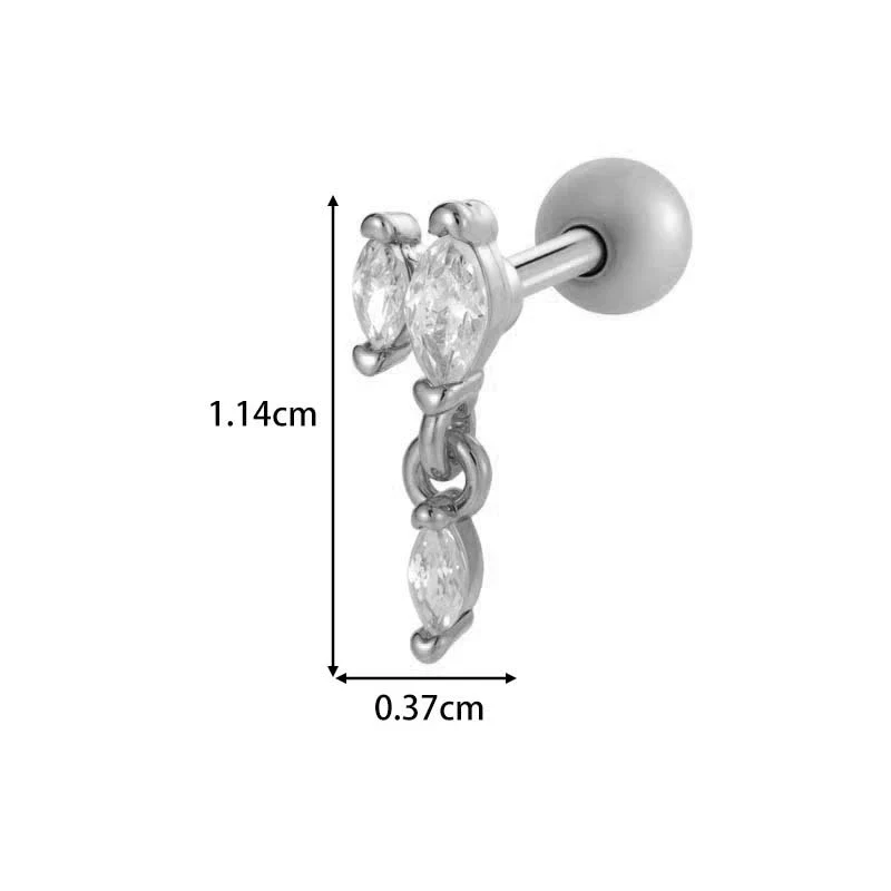 Metal Geometric Water Drop Zircon Inlaid Piercing Ear Nail For Unisex Fashion Style Set With Diamonds - Image 19