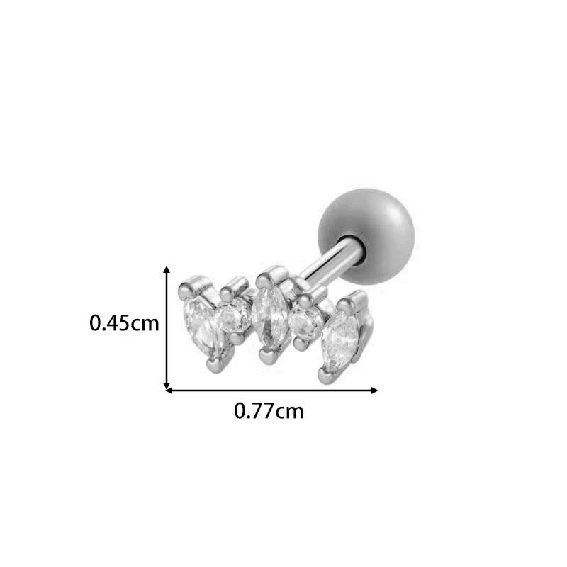 Metal Geometric Water Drop Zircon Inlaid Piercing Ear Nail For Unisex Fashion Style Set With Diamonds - Image 21