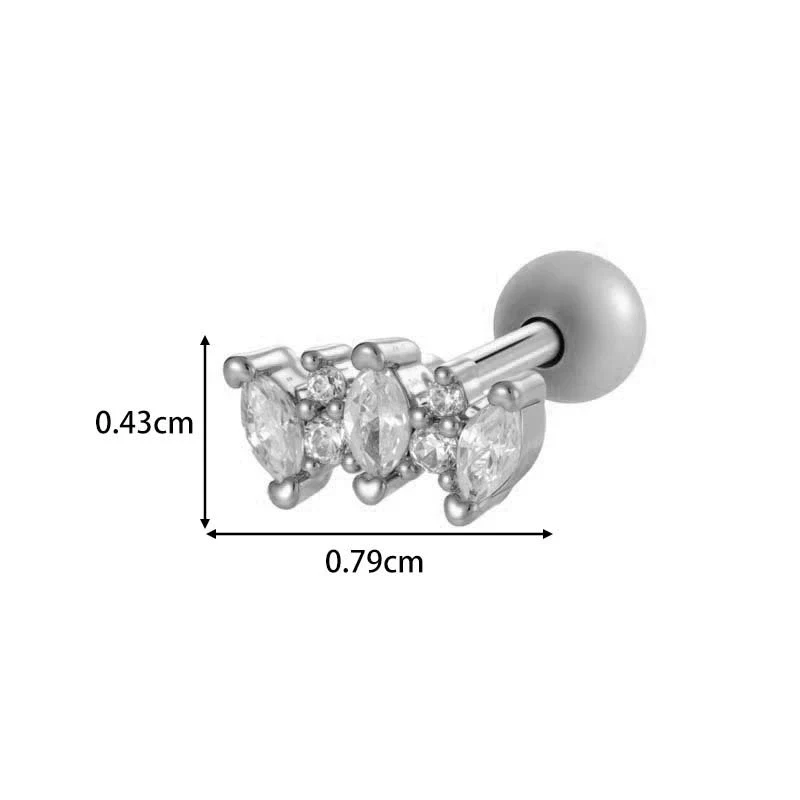 Metal Geometric Water Drop Zircon Inlaid Piercing Ear Nail For Unisex Fashion Style Set With Diamonds - Image 22