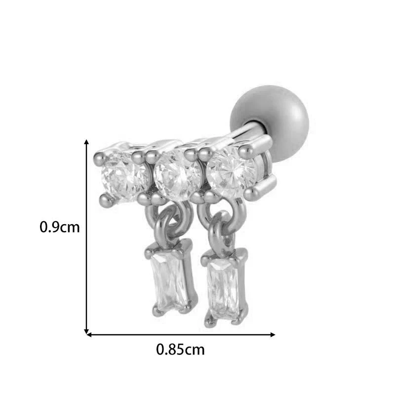 Metal Geometric Water Drop Zircon Inlaid Piercing Ear Nail For Unisex Fashion Style Set With Diamonds - Image 23