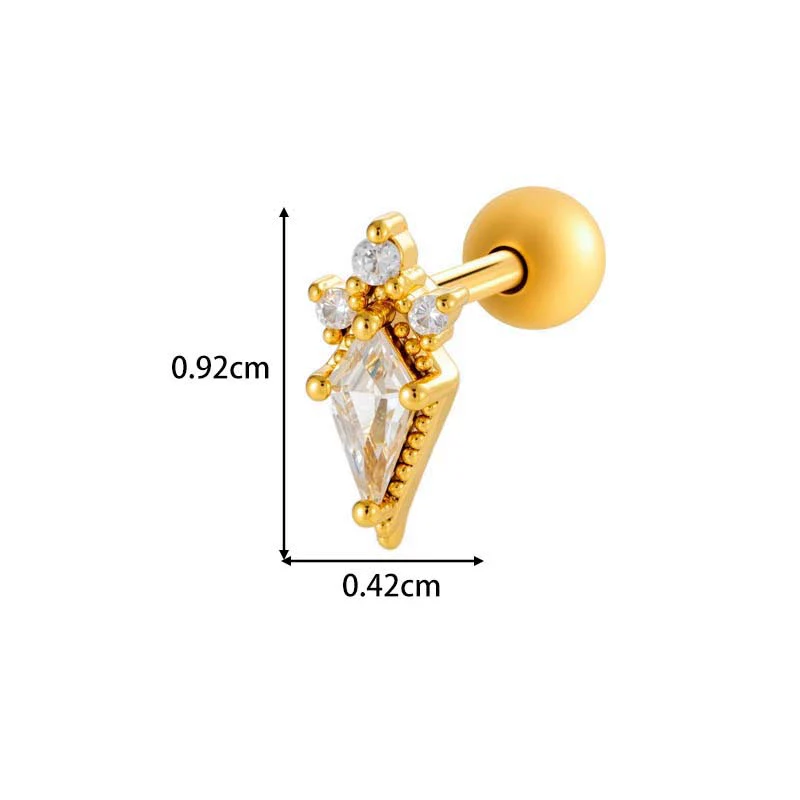 Metal Geometric Water Drop Zircon Inlaid Piercing Ear Nail For Unisex Fashion Style Set With Diamonds - Image 6