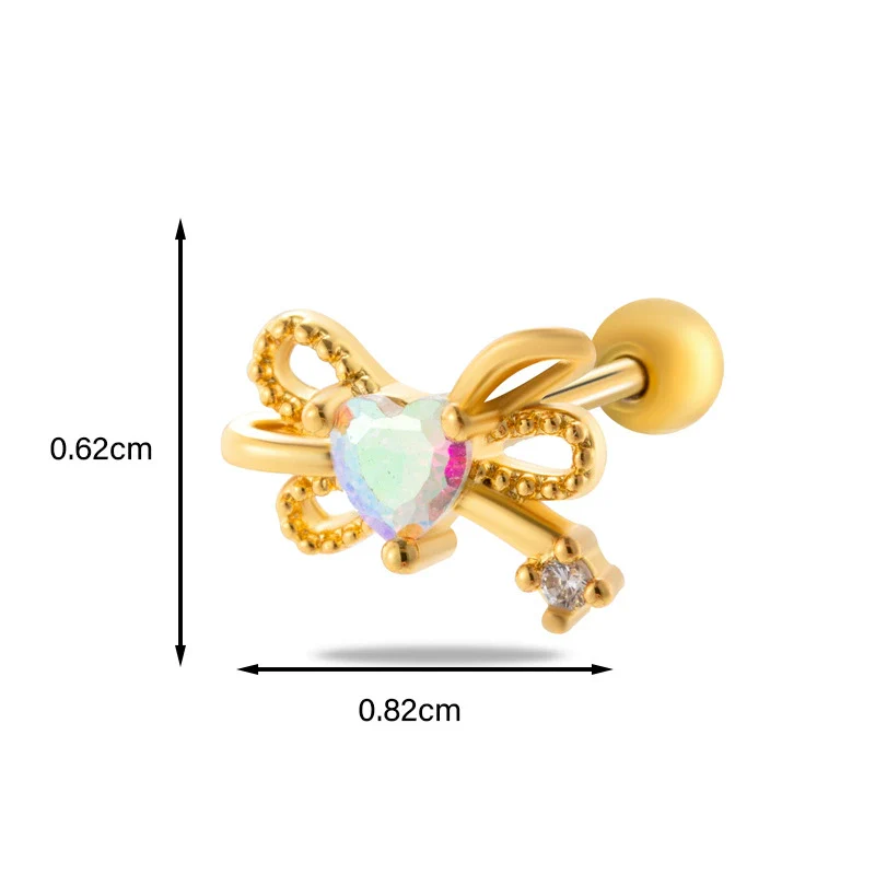 Metal Heart Styling Electroplated Double Head Screw Butterfly Ear Bone Nail For Women - Image 20
