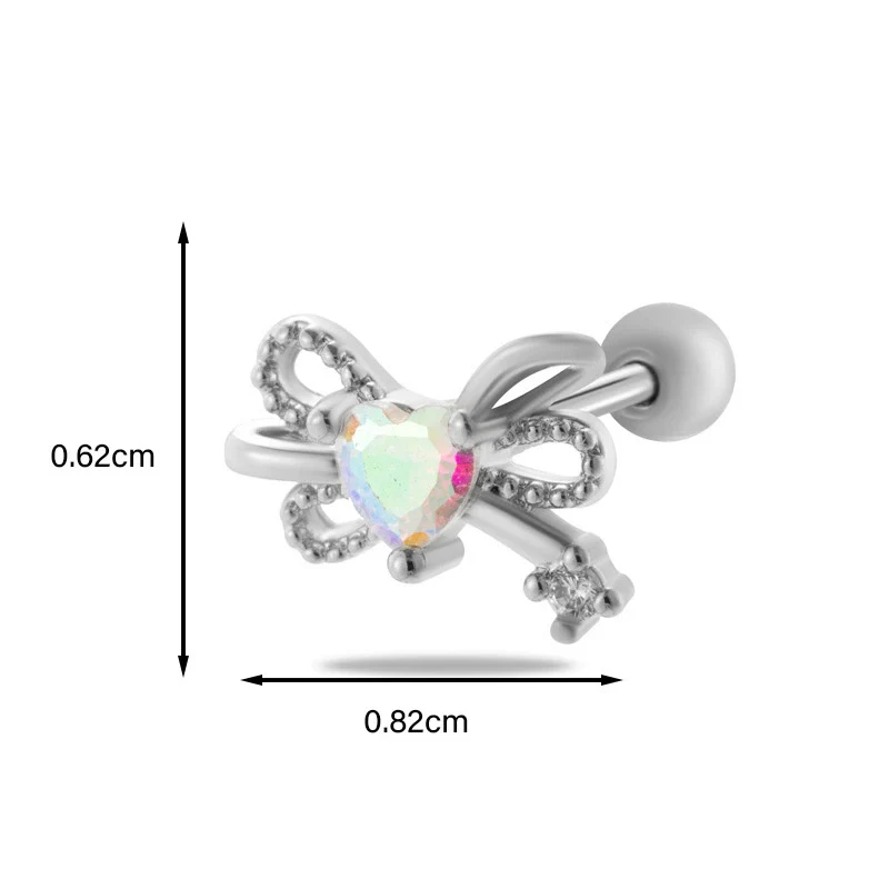 Metal Heart Styling Electroplated Double Head Screw Butterfly Ear Bone Nail For Women - Image 21