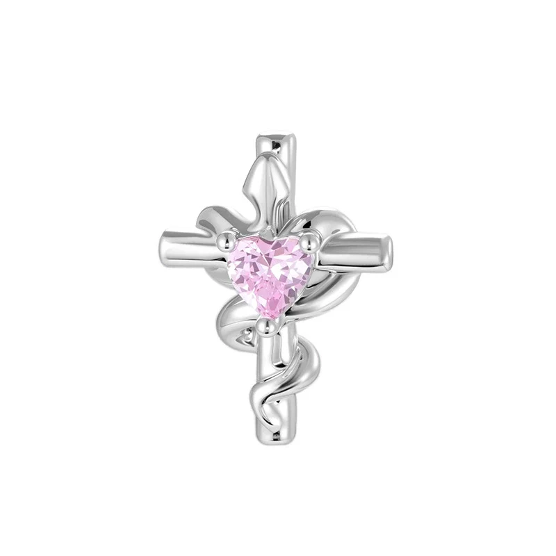 Metal Heartshaped And Snakeshaped Winding Cross Design Zircon Earrings For Couple Piercing Fashion Style - Image 5