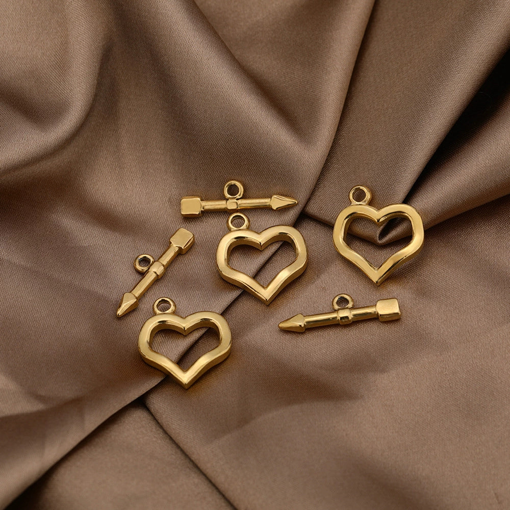 Metal Jewelry Accessories Heart Pattern Vacuum Plating Diy Valentine Necklace Bracelet - Image 3
