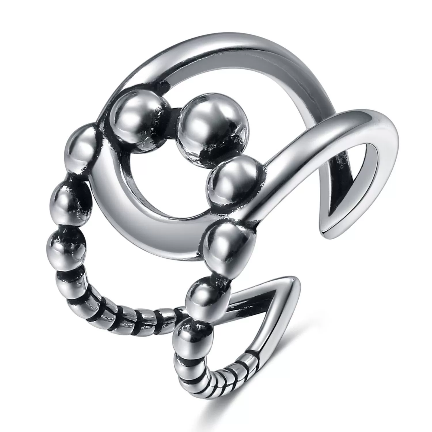Metal Jewelry Open Couple Ring Punk Retro Style Heart Shape Alloy Electroplated - Image 19
