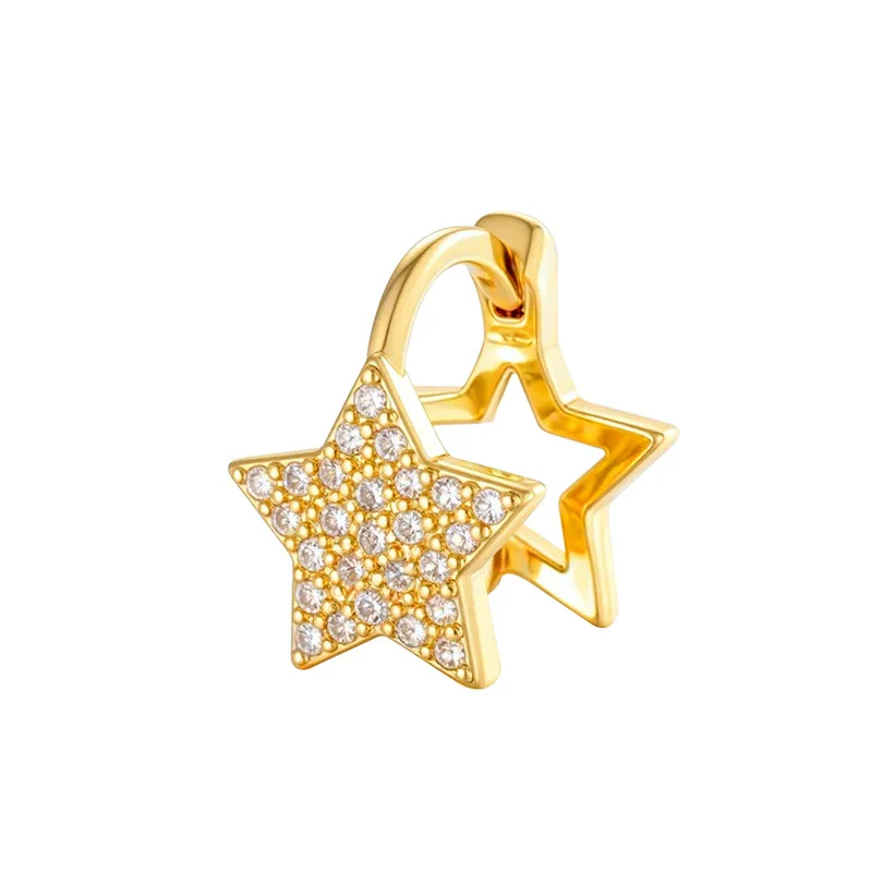 Metal Microencrusted Zircon Fivepointed Star Geometric Sweet Style Electroplated Women's Earrings - Image 4